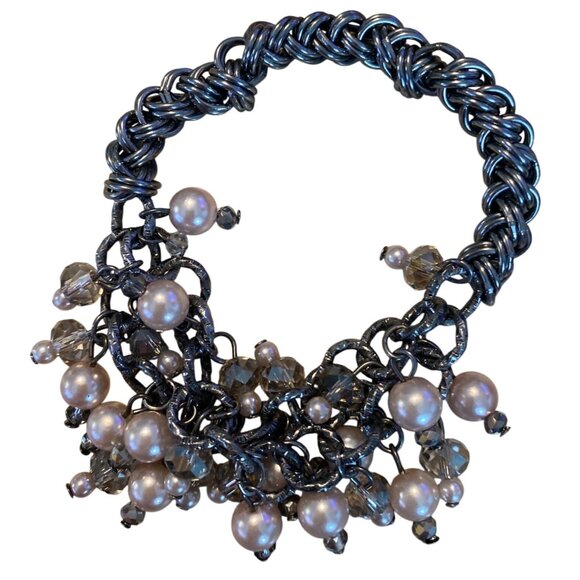 Set Of 4 Metal & Crystal Fashion Bracelets With Pearl Detailing & Snake Design - Picture 4 of 13